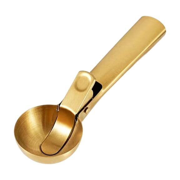 1 Pc Small Golden Stainless Steel Ice Cream Scoop Trigger Release Melon Baller 17.8x4.8cm, Gold