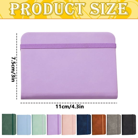 1 Pc Small Pocket Notebook Mini Faux Leather Pocket Notebook Small Notebook Softcover Mini Notepad Tiny Journal Notepad with Elastic Rubber Band for Travel Home Writing Supply, 3"x4.3", Pp