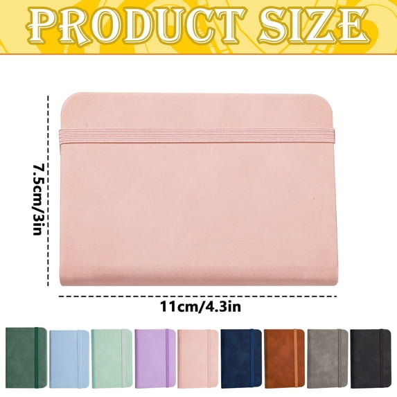1 Pc Small Pocket Notebook Mini Faux Leather Pocket Notebook Small Notebook Softcover Mini Notepad Tiny Journal Notepad with Elastic Rubber Band for Travel Home Writing Supply, 3"x4.3", Pink