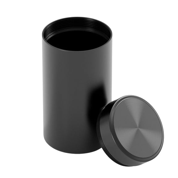 1 Pc Smell Proof Containers, Aluminum Storage Jar Portable Airtight Container Bottle, Mini Tea Tins for Spices, Coffee, Teas, Herb Traveling, 2.4x4.7 Inch, Black