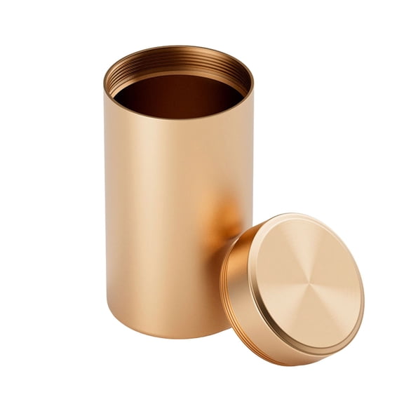 1 Pc Smell Proof Containers, Aluminum Storage Jar Portable Airtight Container Bottle, Mini Tea Tins for Spices, Coffee, Teas, Herb Traveling, 2.4x4.7 Inch, Gold