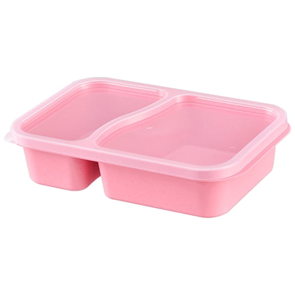 1 Pc Snack Containers, Colorful 2 Compartment Reusable Snack Bento Box Rectangle Meal Prep Food Containers for Adults Office and Travel, 9.06x5.91x2.17 Inch, Pink
