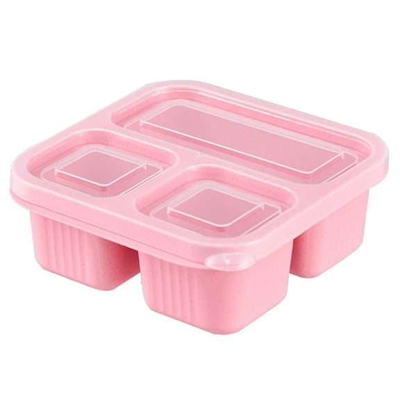 1 Pc Snack Containers, Divided Bento Snack Box, 3 Compartments Reusable Meal Prep Lunch Containers for Adults, Food Storage Containers for Work Travel, 6.5x6.1x2.17 Inch, Pink
