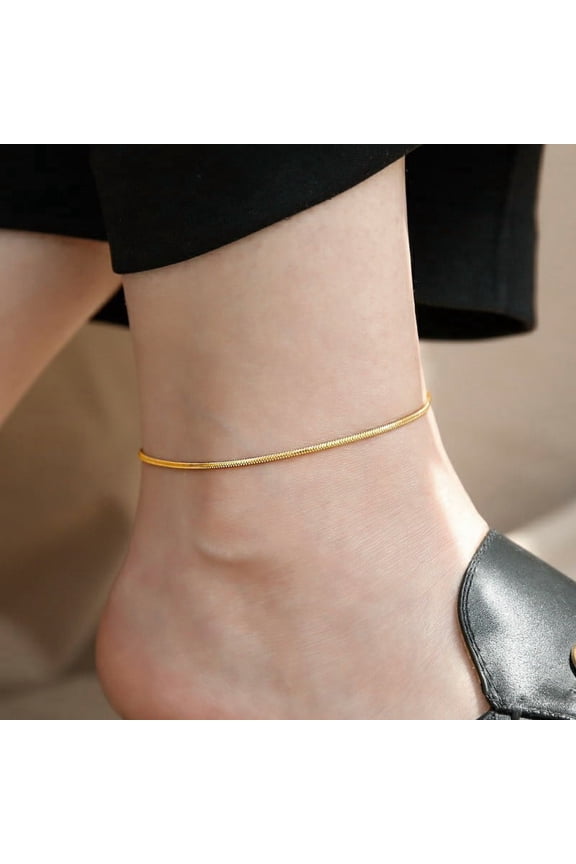 1 Pc Snake Chain Anklets 316L Surgical Stainless Steel Anklets Dainty Layer Anklets Simple Chain Set Jewelry Gifts Multilayer Adjustable Ankles