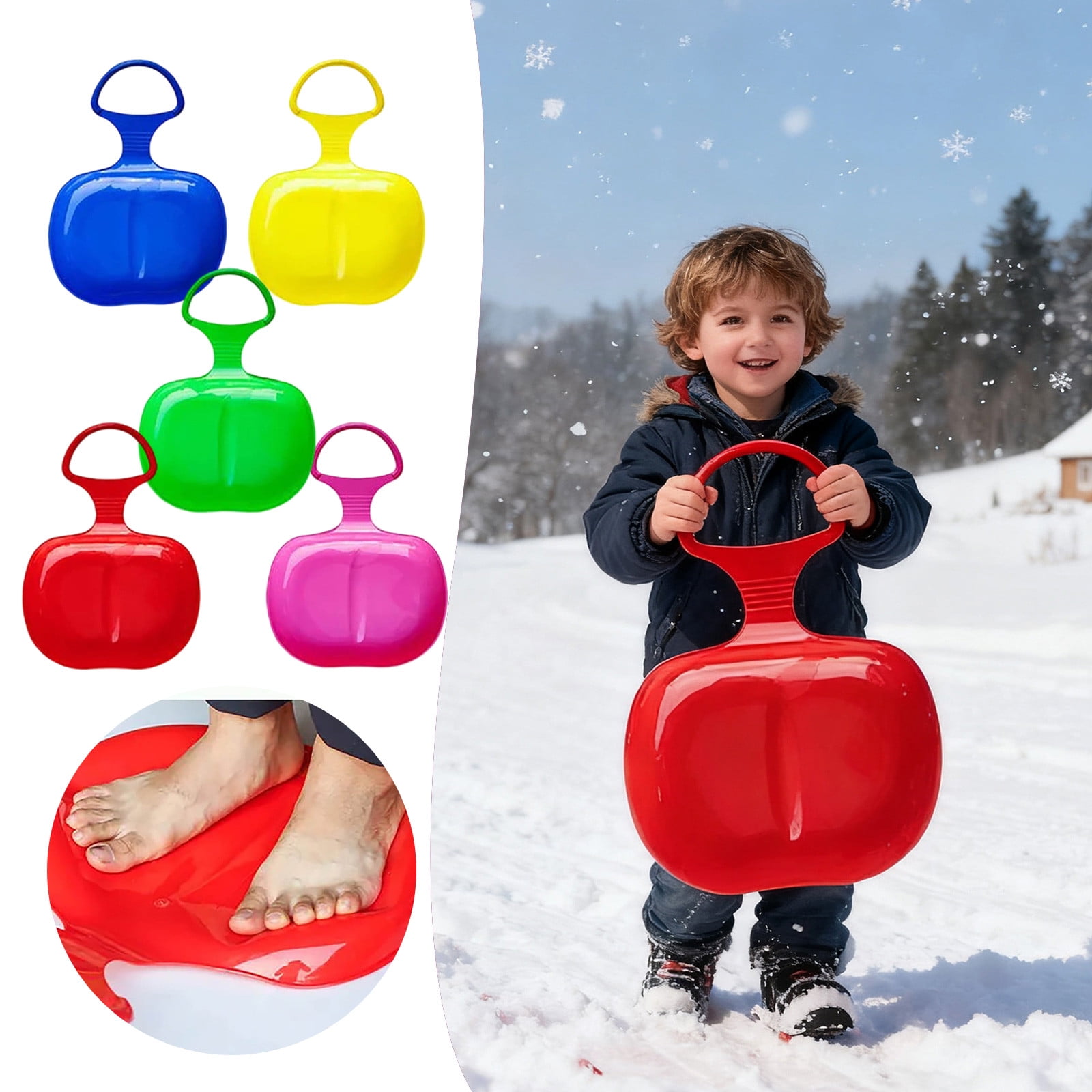 1 Pc Snow Sled for Teens, Plastic Toboggan Sled Skiing Board with ...
