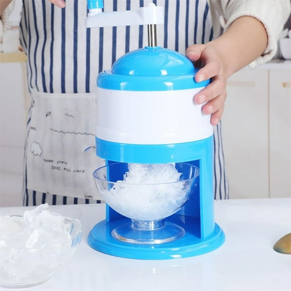 1 Pc Snowflake Hand Crank Snow Cone Maker Ice Shaver Machine with Ice Cube Trays Manual Crushed Ice Maker Snow Cone Machine Protable Countertop Slushie Machine for Slushie Shaved Ice Maker, Blue