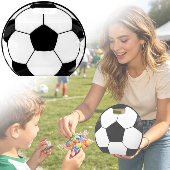 1 Pc Soccer Goodie Bags with Handles, Reusable Sealed Soccer Gift Bags, Snack Treat Candy Goody Bag, Party Favors for Team Gifts, Sports Game Day, Birthday Party Supplies