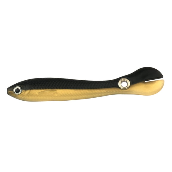 1 Pc Soft Fishing Lures Lifelike Swimbait for Bass Trout, Weedless Soft Plastic Bait, Black Gold Shiner