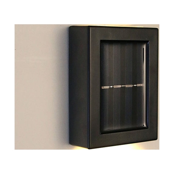 1 Pc Solar LED Wall Lamp — 3.1in x 2.4in x 0.9in, IP65 Waterproof, 600mAh Battery for 8H Wall Up/Down Lighting, Easy Install No Wires(B)