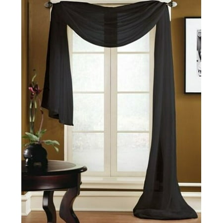 1 Pc Solid Scarf Valance Soft Sheer Voile Window Panel Curtain 216" Long Topper Swag