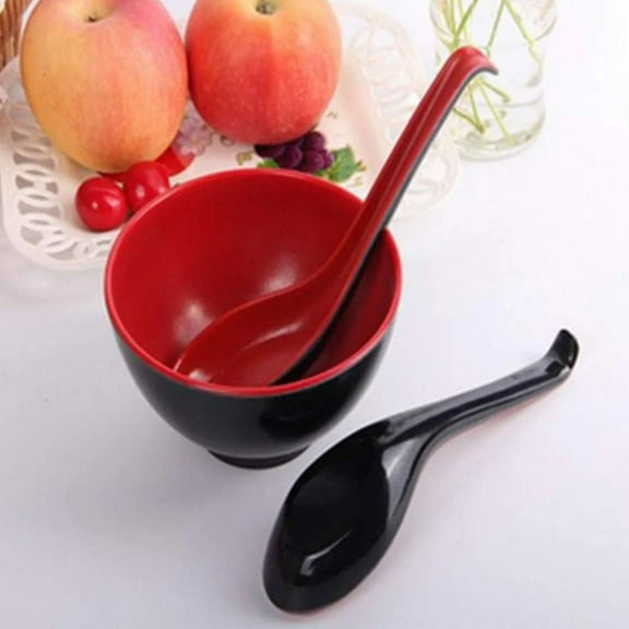 1 Pc Soup Spoons Asian Japanese Chinese Soba Rice Ramen Noodle Soup Spoons, 6.29 Inch, Red