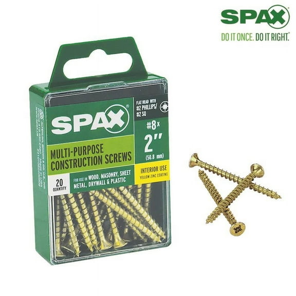 1 Pc, Spax Multi-Material No. 8 Label X 2 In. L Unidrive Flat Head Construction Screws 20 Pk