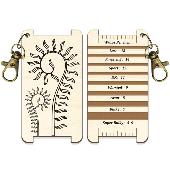 1 Pc Spiral Curls Leaves Spinning Control Card Plant Yarn WPI Guide Gauge with Clasp Wood Yarn Wrap Guide Board with Diz for Spinners Yarn Measuring Tools Crochet Accessories