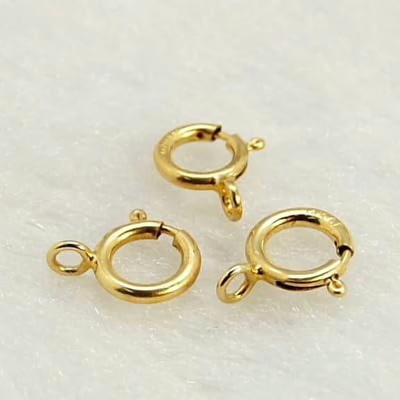 1 Pc Spring Clasps Yellow Gold Filled Spring Clasps 1/20 14K Gold Filled Closed Ring Clasp Brecelets Necklace Link Connector Findings Charms for Necklaces Bracelet Making 6mm in Diameter Hole: 1mm