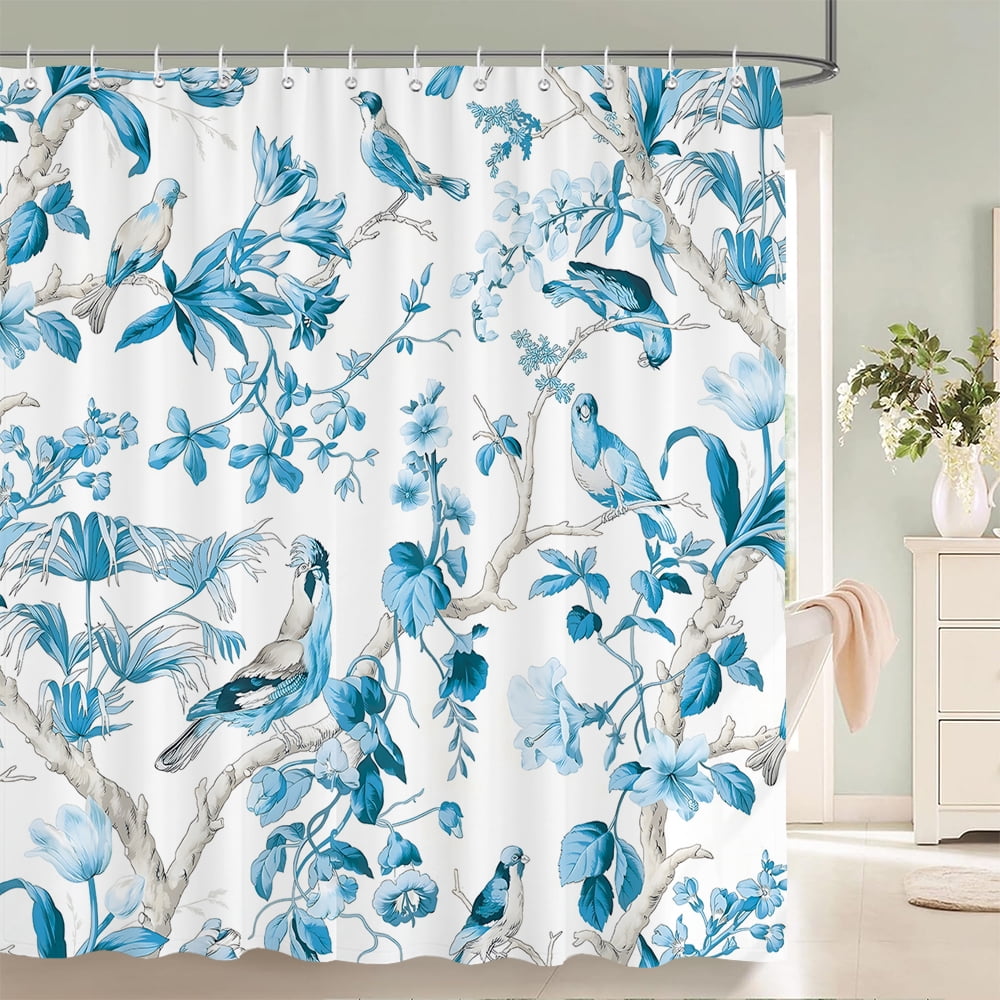1 Pc Spring flowers and plants pattern Shower Curtain Waterproof Fabric ...