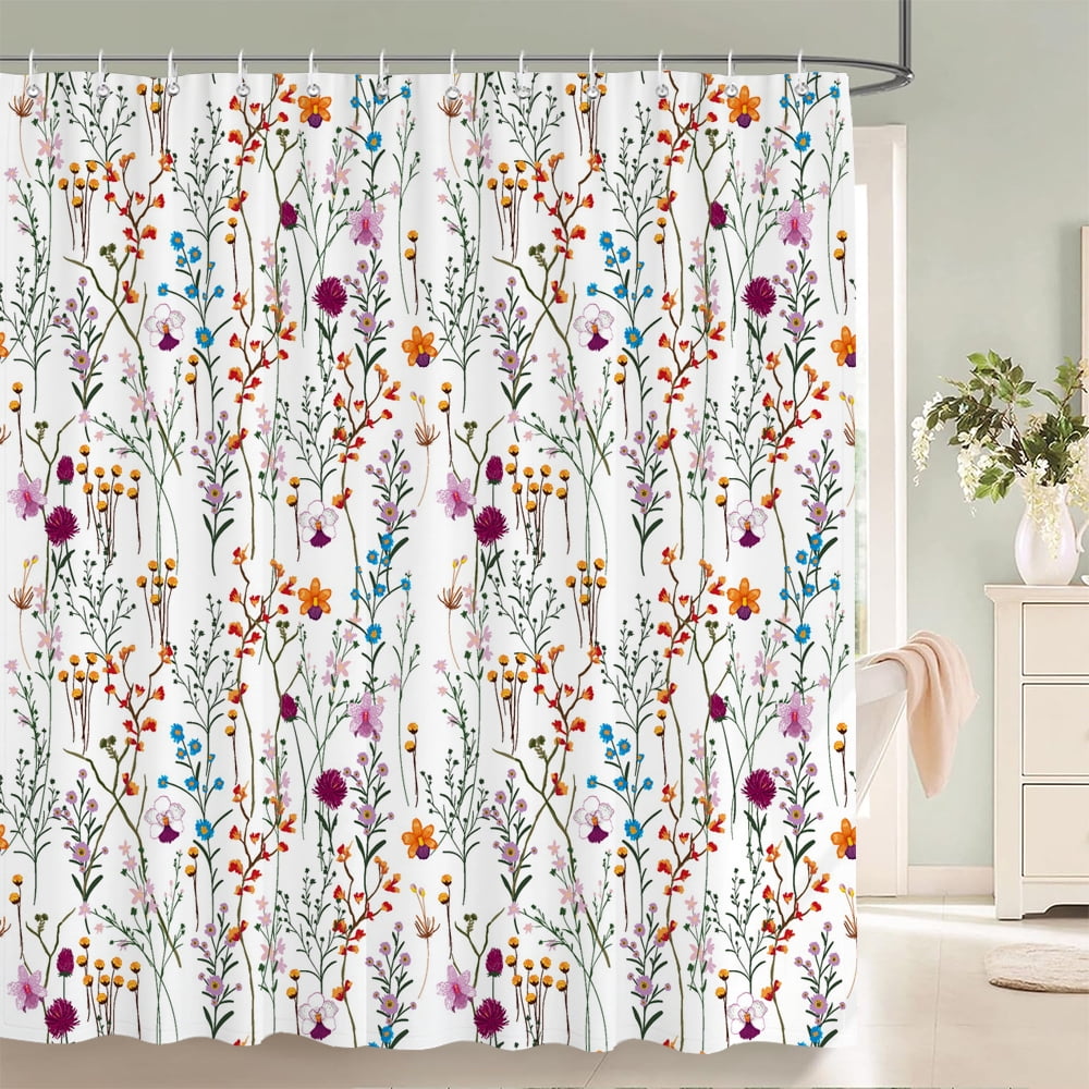 1 Pc Spring flowers and plants pattern Shower Curtain Waterproof Fabric ...