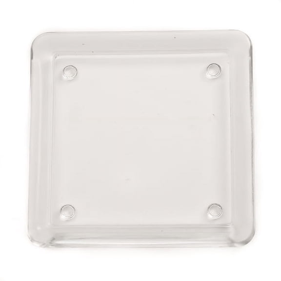 1 Pc, Square 5 Inch Glass Candle Plate for Home, Wedding Venues, Restaurants, Churches
