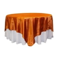 thumbnail image 1 of 1 Pc, Square 90"X90" Satin Table Overlay - Burnt Orange For Wedding Or Event Decor, 1 of 1
