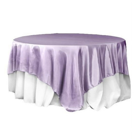1 Pc, Square 90"X90" Satin Table Overlay - Lavender For Wedding Or Event Decor