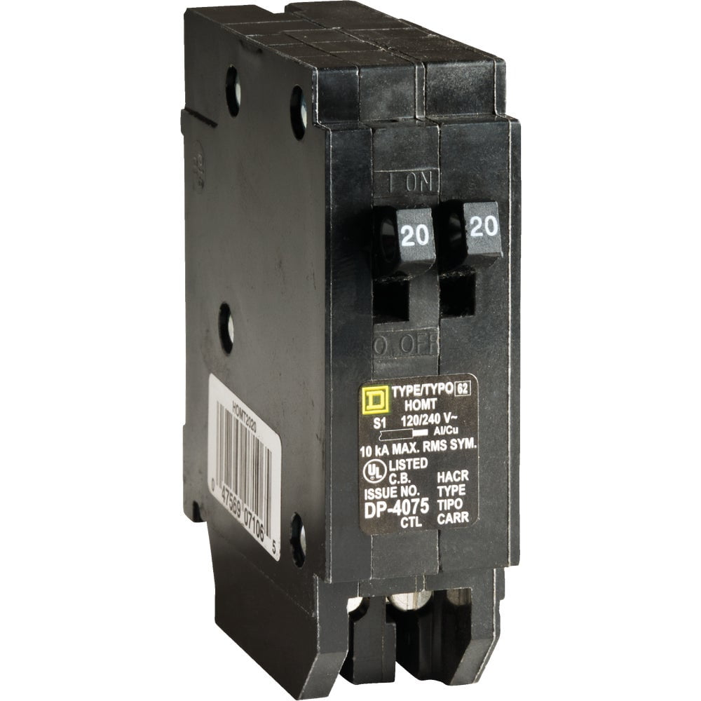 1 pc Square D Homeline 20A/20A Twin Single-Pole Standard Trip Tandem Circuit Breaker