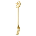 thumbnail image 1 of 1 Pc Stainless Steel Coffee Fork with Star and Moon Design Dessert Fork Tableware Kitchen Tools Mini Demitasse Espresso Fork for Sugar Tea Drink Ice Cream Stirring, 5.2x0.47 Inch, Gold Fork, 1 of 9