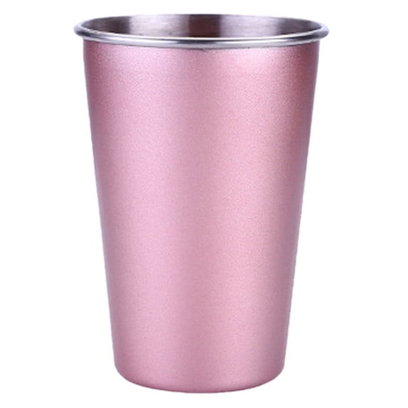 1 Pc Stainless Steel Drinking Cup Unbreakable Metal Tumbler Lightweight Reusable Cup for Home Kitchen Outdoor Daily Use One Size, Pink