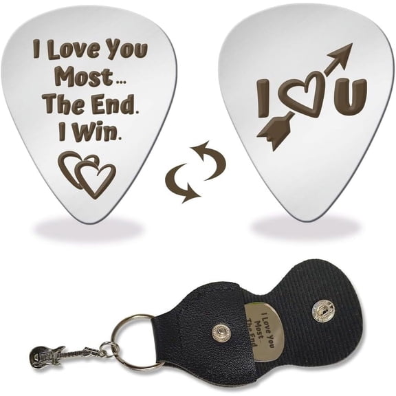 1 Pc Stainless Steel Guitar Pick I Love You Most the End I Win Plectrums Pick Love Theme Bass Pick Musicial Gifts Boyfriends Wife Husband Him Her Valentine's Day Stainless Steel Color 1set