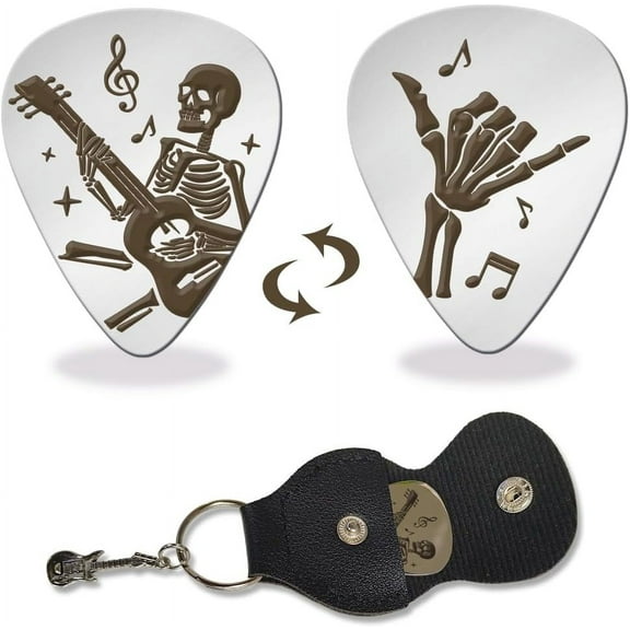 1 Pc Stainless Steel Guitar Pick Playing Rock and Gesture Pick Plectrums Gothtic Bass Pick Musicial Gifts for Musician Guitar Player Guitarist Him Men