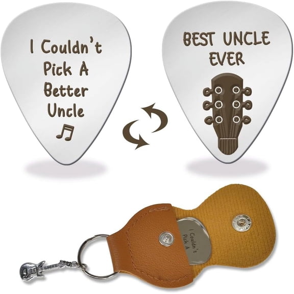 1 Pc Stainless Steel Picks Plectrums I Couldn't Pick A Better Uncle Plectrum with Leather Holder Guitar Picks Metal Grip Pick for Uncle Guitar Player Electric-Acoustic Bass diy