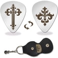 thumbnail image 1 of 1 Pc Stainless Steel Picks Plectrums Pattern Plectrum with Leather Holder Double-side Guitar Picks for Musician Guitar Player Metal Grip Pick for Electric-Acoustic Bass, 1 of 6