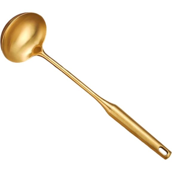 1 Pc Standard Gold 304 Stainless Steel Premium Punch Soup Ladle Kitchen Utensil Home Daily Professional Serving Stirring