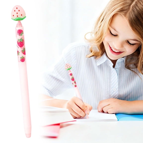 1 Pc Strawberry Shaped Erasable Gel Pen, 0.5mm Tip Blue Ink, Make Mistakes Disappear, Cute Stylish Design with 3D Topper, Smooth Writing Pen for Journaling, Note Taking and Daily Use
