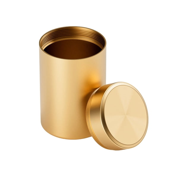 1 Pc Tea Tin Canister with Airtight Lids, Tin Can Box and Small Round Kitchen Canisters for Loose Tea, Coffee, Candy, Herbs and Spices, 2.2x3.6 Inch, Gold