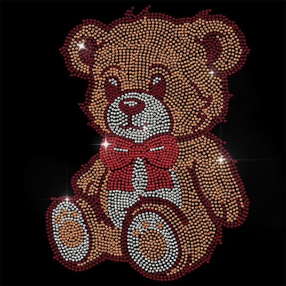 1 Pc Teddy Bear Pattern Rhinestone Iron on Hotfix Transfer Decal Bling DIY Patch Clothing Repair Applique T-Shirt Vest Shoes Hat Jacket Decor Clothing DIY Accessories colorful