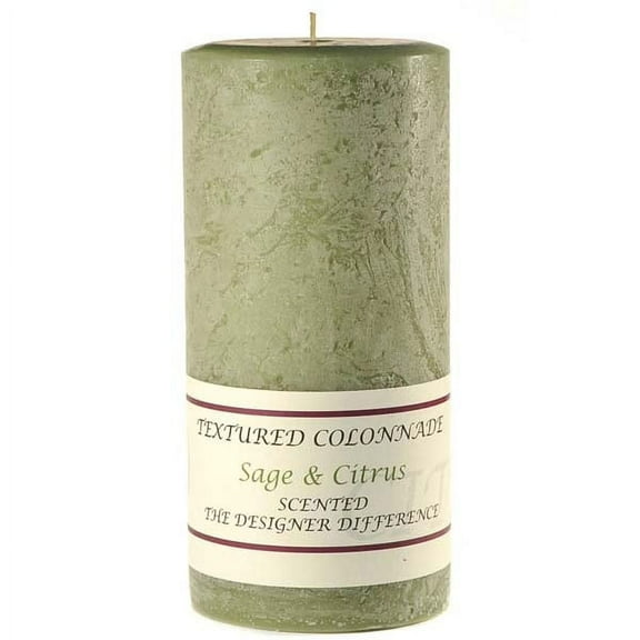 1 Pc Textured 3x6 Sage and Citrus Pillar Candles 3 in. diameterx6.25 in. tall