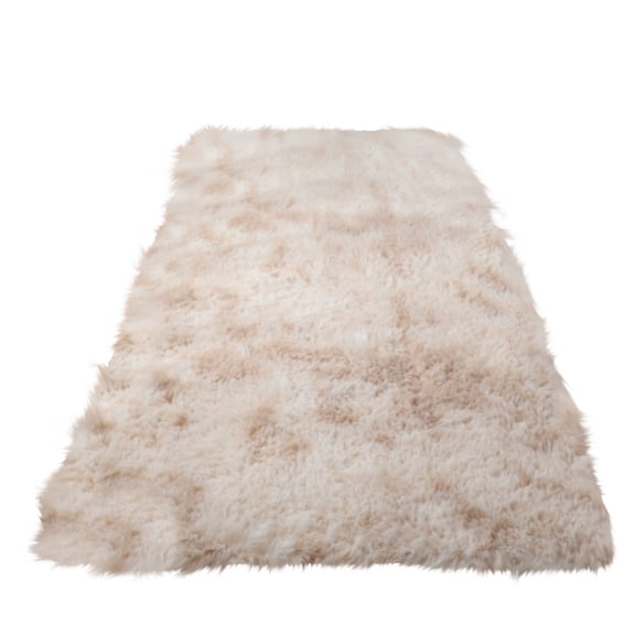1 Pc Tie-Dyed Fluffy Shag Large Bedroom Rug Area Rugs for Bedroom Living Room, Fluffy Fuzzy Shag Rug Soft Plush Carpet, Indoor Washable Floor Rug for Room Dorm Home Decor, 19.69x47.24 Inch, Khaki A