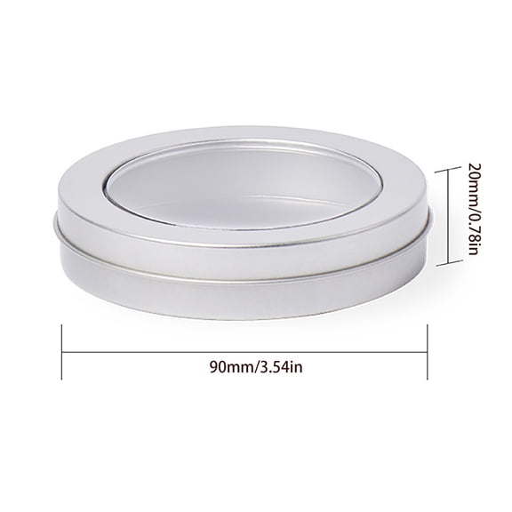 1 Pc Tin Cans Round Cans with Lid Metal Cans Screw Lid Metal Storage Tins Containers Metal Tins Food Candle Containers Refillable for Storing Spices Candies Lip Balm, 3.54"x0.78", Tin with Window