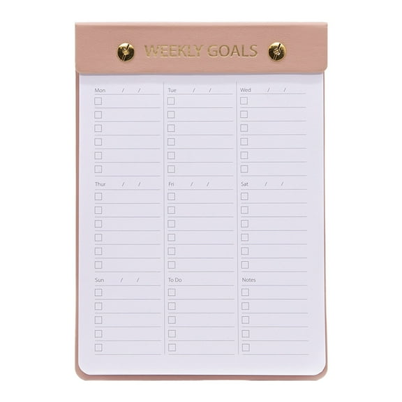 1 Pc To Do List Notepad, 5.12"x7.48" Top Screw Bound Daily Planner Pad with Checkboxes, Tear Off Task Checklist Notebook, Beige