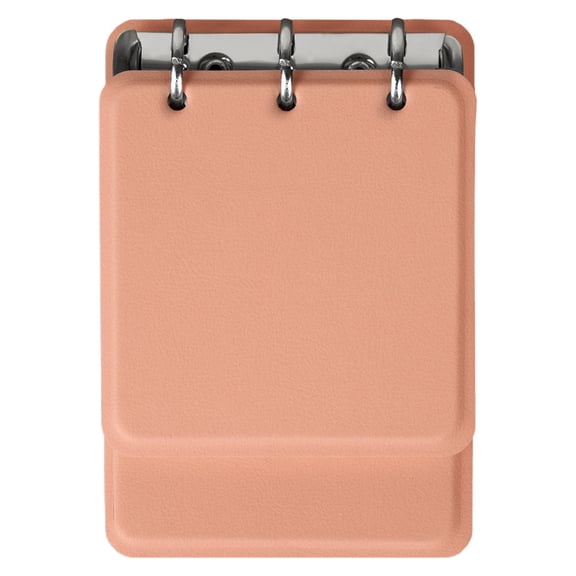 1 Pc Top-Bound 3-Ring Binder Pocket Notebook, 5.51x3.86 In Mini Flip Top Leather Memo Pad, 180 Lined Pages Refillable Small Journal with Rounded Corners, Begonia Pink