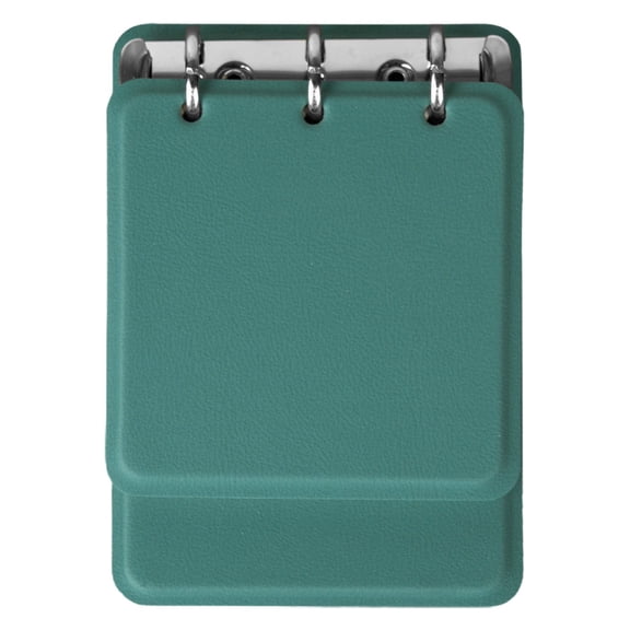 1 Pc Top-Bound 3-Ring Binder Pocket Notebook, 5.51x3.86 In Mini Flip Top Leather Memo Pad, 180 Lined Pages Refillable Small Journal with Rounded Corners, Forest Green
