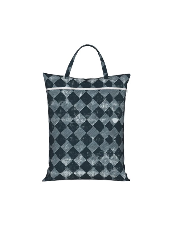 1 Pc Travel Dirty Bag 18.1×22.8in Reusable Easy To Carry And Store Large Capacity For Travel Beach Camping Darkslateblue Houndstooth Vintage Texture Hand-Drawn Sketch_3