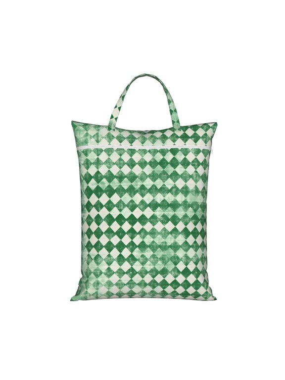 1 Pc Travel Dirty Bag 18.1×22.8in Reusable Easy To Carry And Store Large Capacity For Travel Beach Camping Green Houndstooth Vintage Texture Hand-Drawn Sketch_4