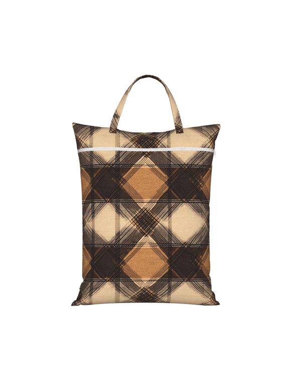 1 Pc Travel Dirty Bag 18.1×22.8in Reusable Easy To Carry And Store Large Capacity For Travel Beach Camping Sandybrown Buffalo Plaid Check Tartan Scotland_2