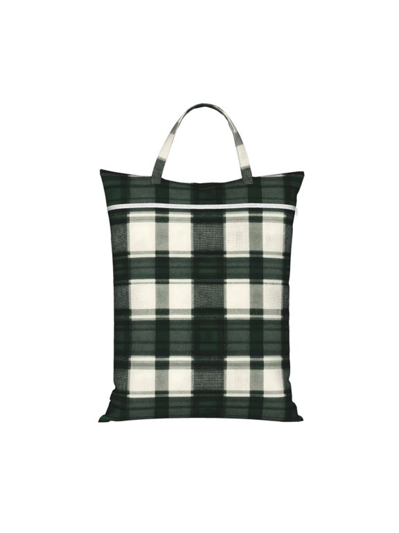 1 Pc Travel Dirty Bag 18.1×22.8in Reusable Easy To Carry And Store Large Capacity For Travel Beach Camping Springgreen Buffalo Plaid Check Tartan Scotland_41650_2