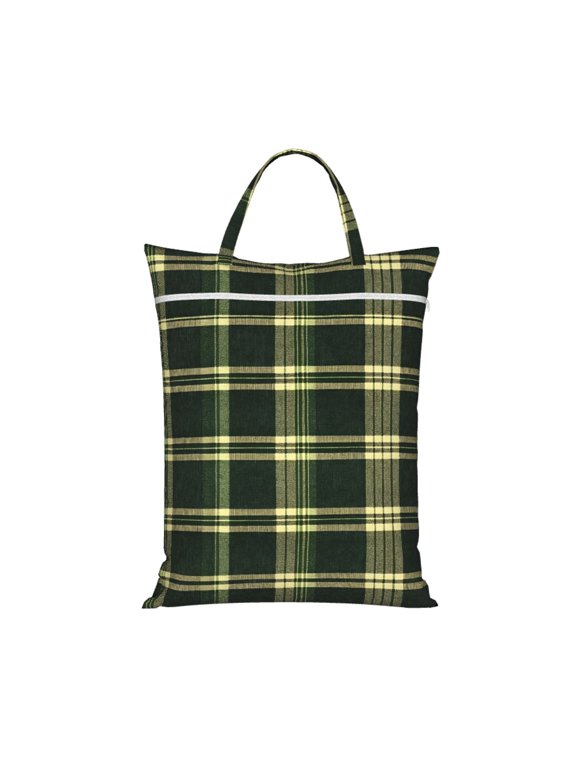 1 Pc Travel Dirty Bag 18.1×22.8in Reusable Easy To Carry And Store Large Capacity For Travel Beach Camping Springgreen Buffalo Plaid Check Tartan Scotland_41650_4