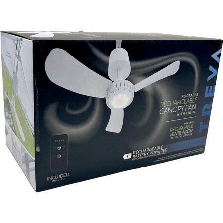 1 Pc, Treva 15 In. H X 15 In. D 2 Speed Rechargeable Canopy Fan With Light