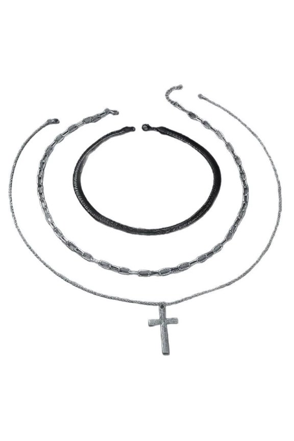 1 Pc Triple Layer Snake Chain Choker,Mens Layered Streetwear Necklace