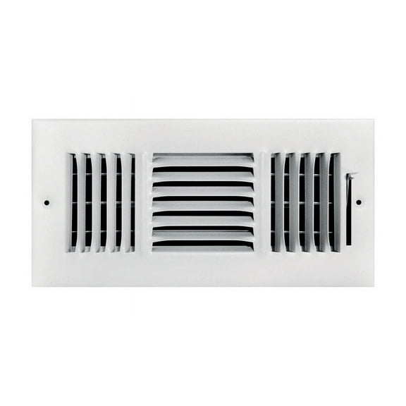 Tru Aire C103M12X04 Wall/Ceiling Register 4" H X 12" W 3-Way Powder Coat White Steel Powder Coat