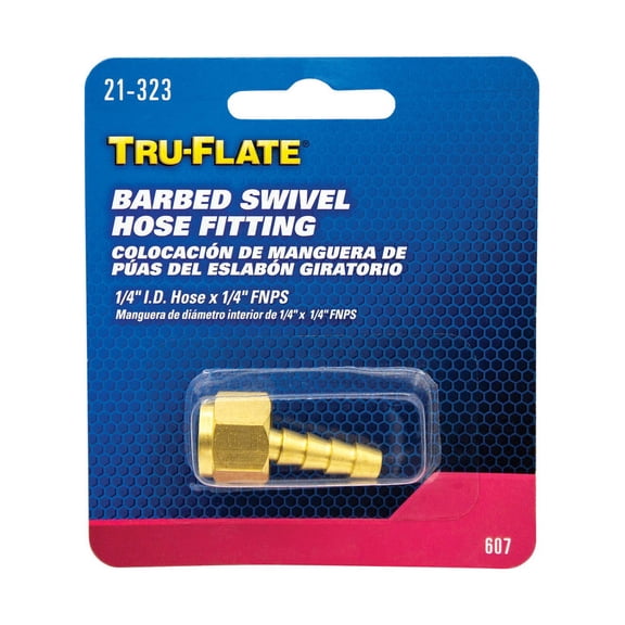 1 Pc, Tru-Flate Brass Barbed Swivel Fitting 1/4 In. Female 1 Pc