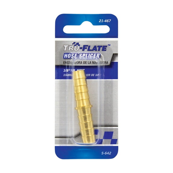 1 Pc, Tru-Flate Brass Hose Splicer 3/8 1 Pc